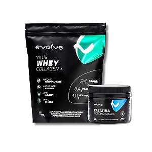 Combo 100%Whey Protein Collagen 840g + Creatina 150g - Evolve