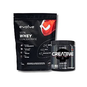 Combo Whey Protein Concentrado 840g Evolve + Creatina Brack Skull 300g