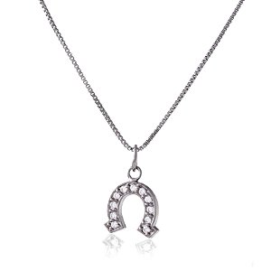 Colar country mini ferradura zircônia