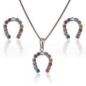 Conjunto Ferradura Zircônia