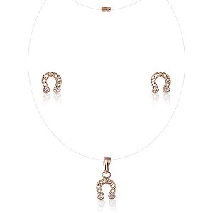 Conjunto ferradura Chocker nylon e brinco