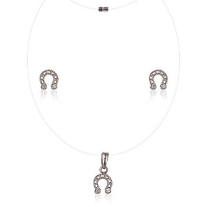 Conjunto ferradura Chocker nylon e brinco