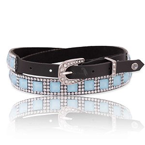 Bandinha para chapéu com strass azul - Fita chapéu