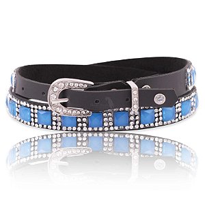 Bandinha para chapéu com strass azul - Fita chapéu