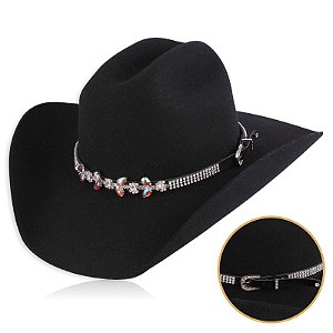 Bandinha para chapéu com strass - Fita chapéu