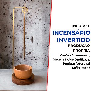 Incensário Invertido com Copo em Barro - Sem Cinza no Chão