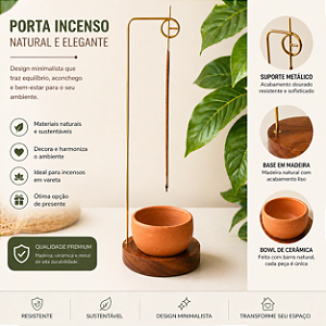 Incensário Invertido com Copo em Barro
