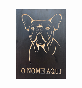 Quadro em Madeira - Cães Raça - Buldogue Francês