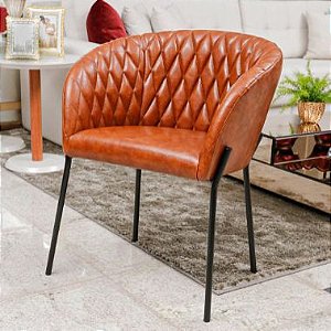 POLTRONA SEUL TC C-120 (BASE FIXA DE AÇO COR PRETA) CT01./CARAMELO