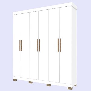 ROUPEIRO 6 PORTAS TURIM PLUS LUXO 1,73M COM PES - BRANCO