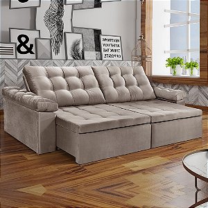 SOFÁ 3 LUGARES BIANCHI MANUELA RETRÁTIL E RECLINÁVEL 2,00M TEC D4461 ./MARROM