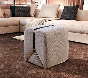 PUFF SLIM LF 120 - DETALHE EM COURO - LINHO CLARO