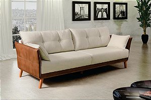 SOFA 4L ANIS 2,43MT TECIDO K-151/K-088 LINHO PALHA - COR MARROM