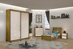 ROUPEIRO 2P DENVER 1,80MT 1 PORTA ESPELHADA COM PES - ROVERE/OFF WHITE