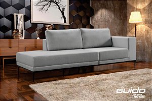 SOFA 4L NEO - 2.50M ILHA LADO DIREITO TECIDO K125 LINHO - CINZA PLATINADO