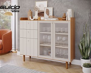 BUFFET LENA - COM VIDRO 1,37X1,14X40 - NATURE/OFF WHITE