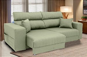 SOFA 3L LONDRES 2,12MT RETRATIL RECLINAVEL TECIDO T04 - VELUDO