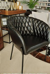 POLTRONA SEUL TECIDO C-109 BASE FIXA EM ACO PRETO - PRETA