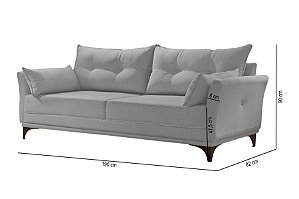 SOFA 2L MARTINS M-97 1,90MT TECIDO B397 LINHO - CINZA