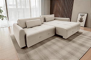SOFA CAMA STORY LV090 2,40MT TC 20.001 COURO ./OFF-WHITE