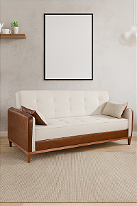 SOFA CAMA DESIGN UNIQUE TEC G08 SATURNO LINHO ./KR MR/CRU