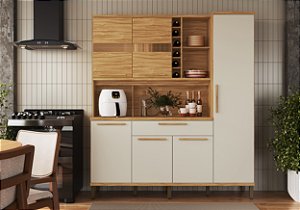 KIT COZINHA RONIPA TOURIGA 1,80MT ./AMENDOA./OFF WHITE