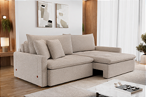 SOFA CAMA BIANCHI LISBOA 2,20MT BI-PART TEC K126 LIN ./BG