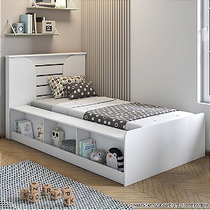 CAMA SOLTEIRO YUMI BIBOX ./BRANCO