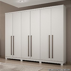 ROUPEIRO 6 PORTAS KRATOS MDF (LARGURA 2,38M) COM PÉS /BRANCO