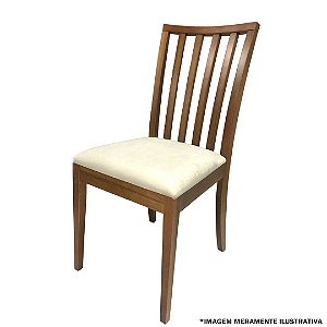 CADEIRA JUNO - ESTRUTURA EM MADEIRA TECIDO CC-510 BEGE CLARO ./CASTANHO