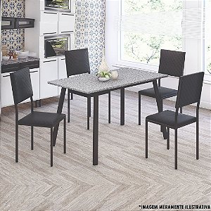 MESA COM 4 CADEIRAS GIOVANA 1,20X0,75 TC64 ./PRETO