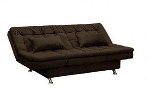 Sofa Cama Marrom Com 2 Almofadas