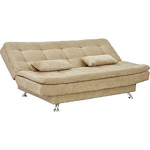 Sofa Cama Bege Com 2 Almofadas
