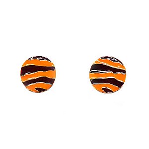 Brinco Esmaltado Laranja e Marrom