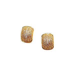 Brinco Meia Argola Cravejada Zircônias