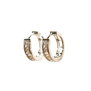 Argola Cravejada Zircônias Navete Ródio Branco