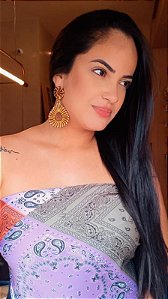 Brinco Frontal Gota Macramê Mostarda