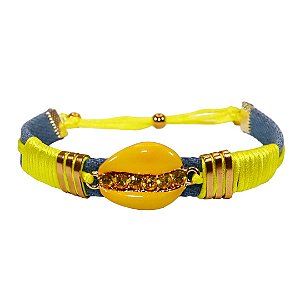 Pulseira Macramê Búzio Amarelo
