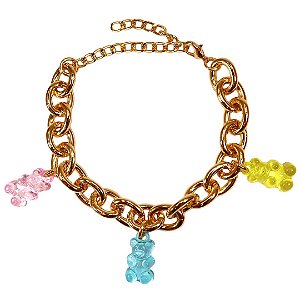 Pulseira Corrente Pingentes Ursos Color