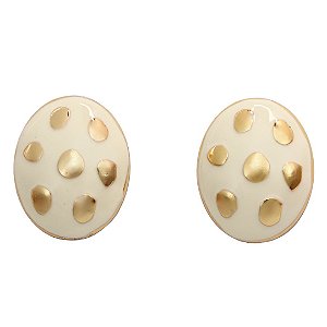 Brinco Boton Poá Esmaltado Off White