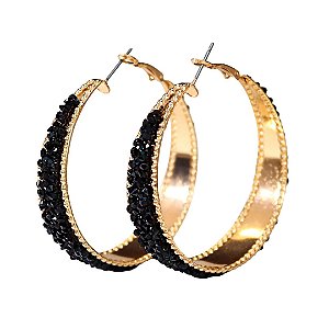 Argola Glam Black com Strass