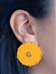 Brinco Boton Mostarda Strass