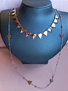 Colar  Duplo Triângulos