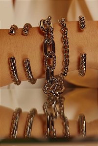 Bracelete Torcido Ródio Branco