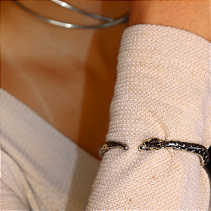 Bracelete Serpente Ródio Branco