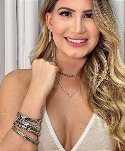 Bracelete Vazado Ródio Branco