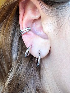 Piercing Fake Prata Strass