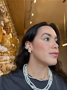 Piercing Fake Pérolas Zircônias Dourado