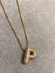 Colar Inicial P Cravejado