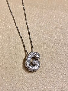 Colar Inicial G Cravejado Prata